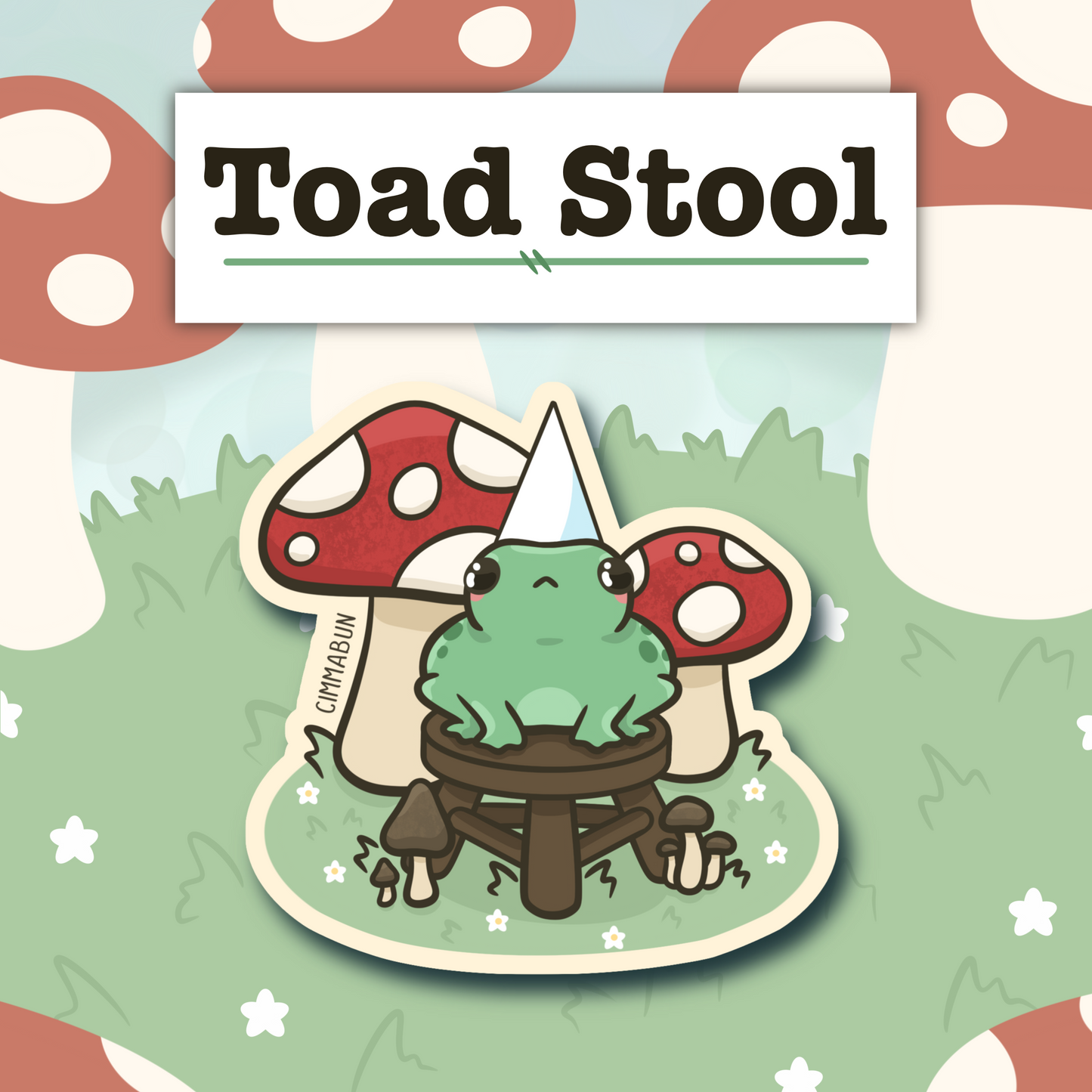 Toad Stool 2.7” Cute Vinyl Sticker