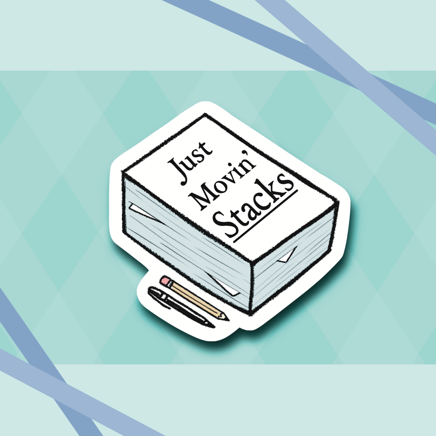 Moving Stacks 2.5” Funny Vinyl Sticker (Office, Corporate Humor)