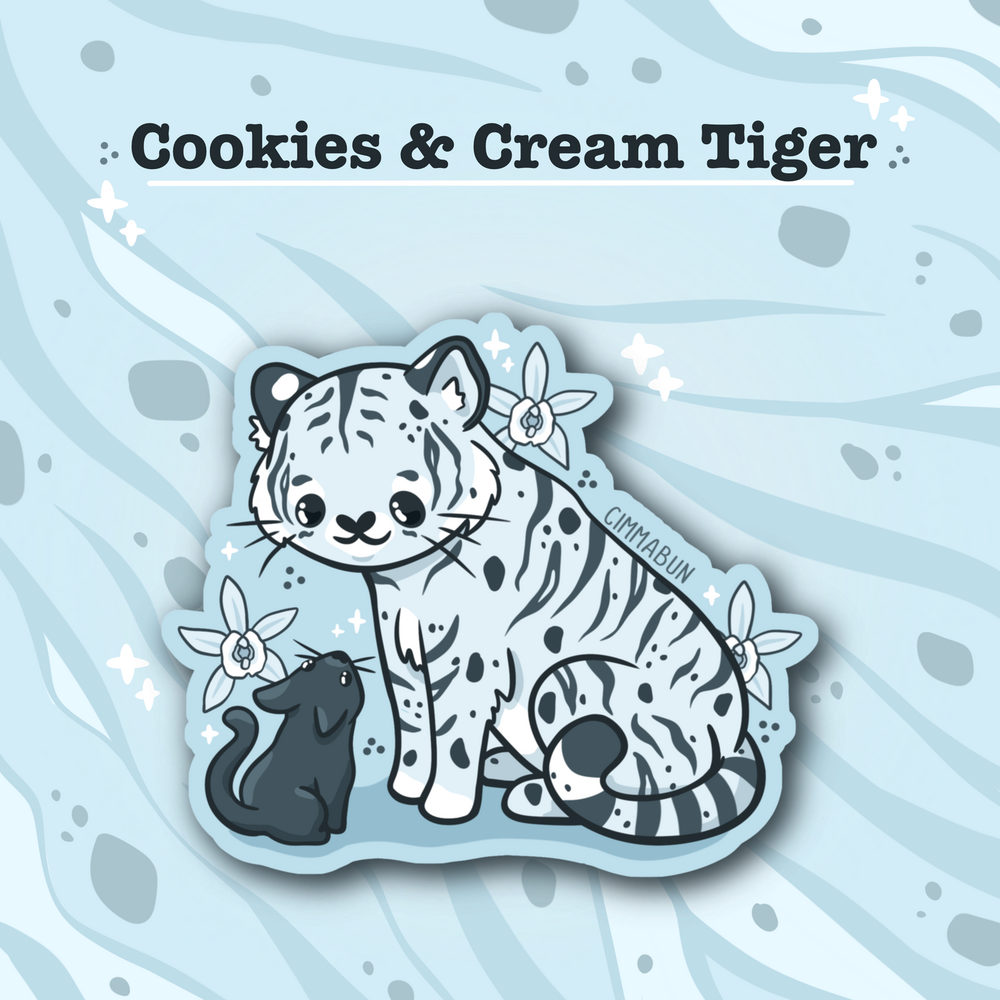 Cookies and Cream Tiger 2.7” Cute Vinyl Sticker