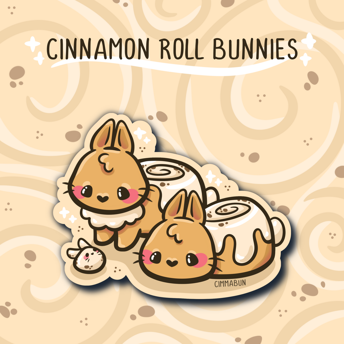 Cinnamon Roll Bunnies 2.6” Cute Vinyl Sticker