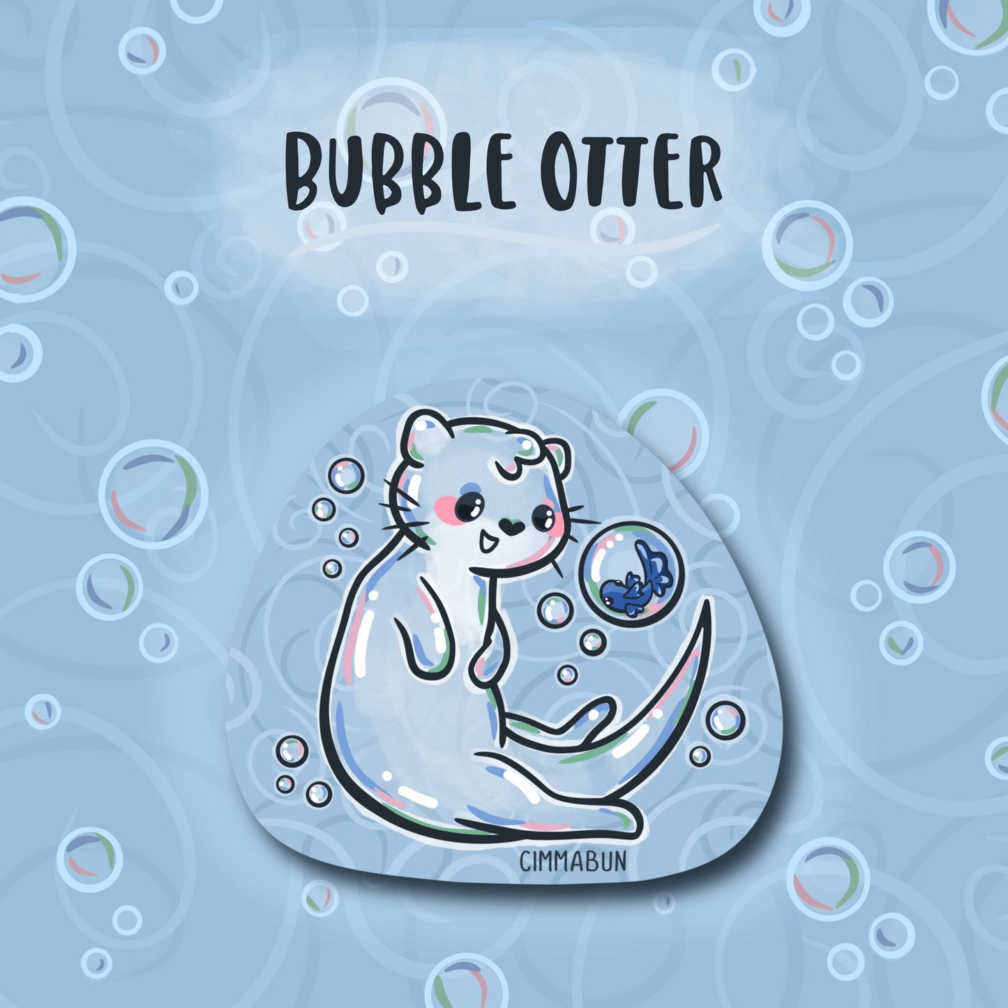 Bubble Otter and Fish 2.5” Cute Vinyl Sticker