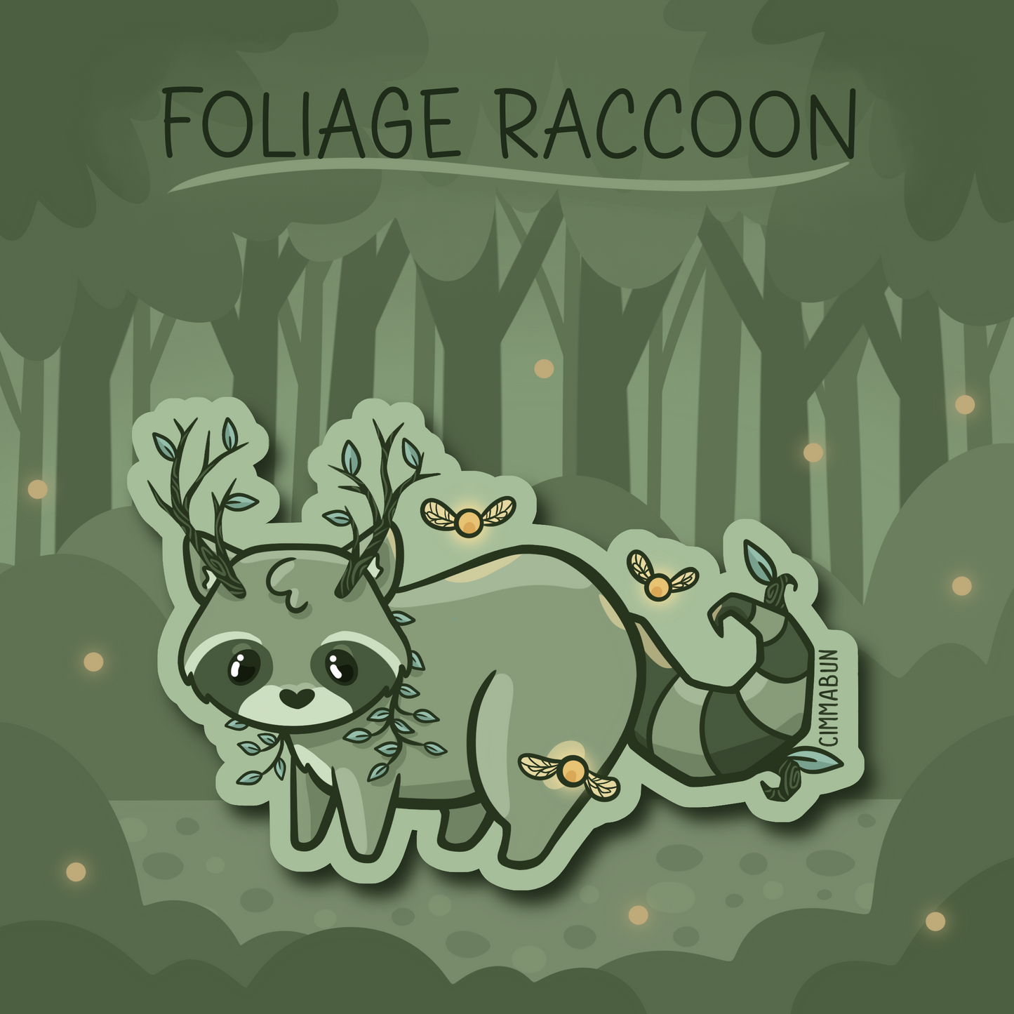 Foliage Forest Raccoon 2.7” Cute Vinyl Sticker