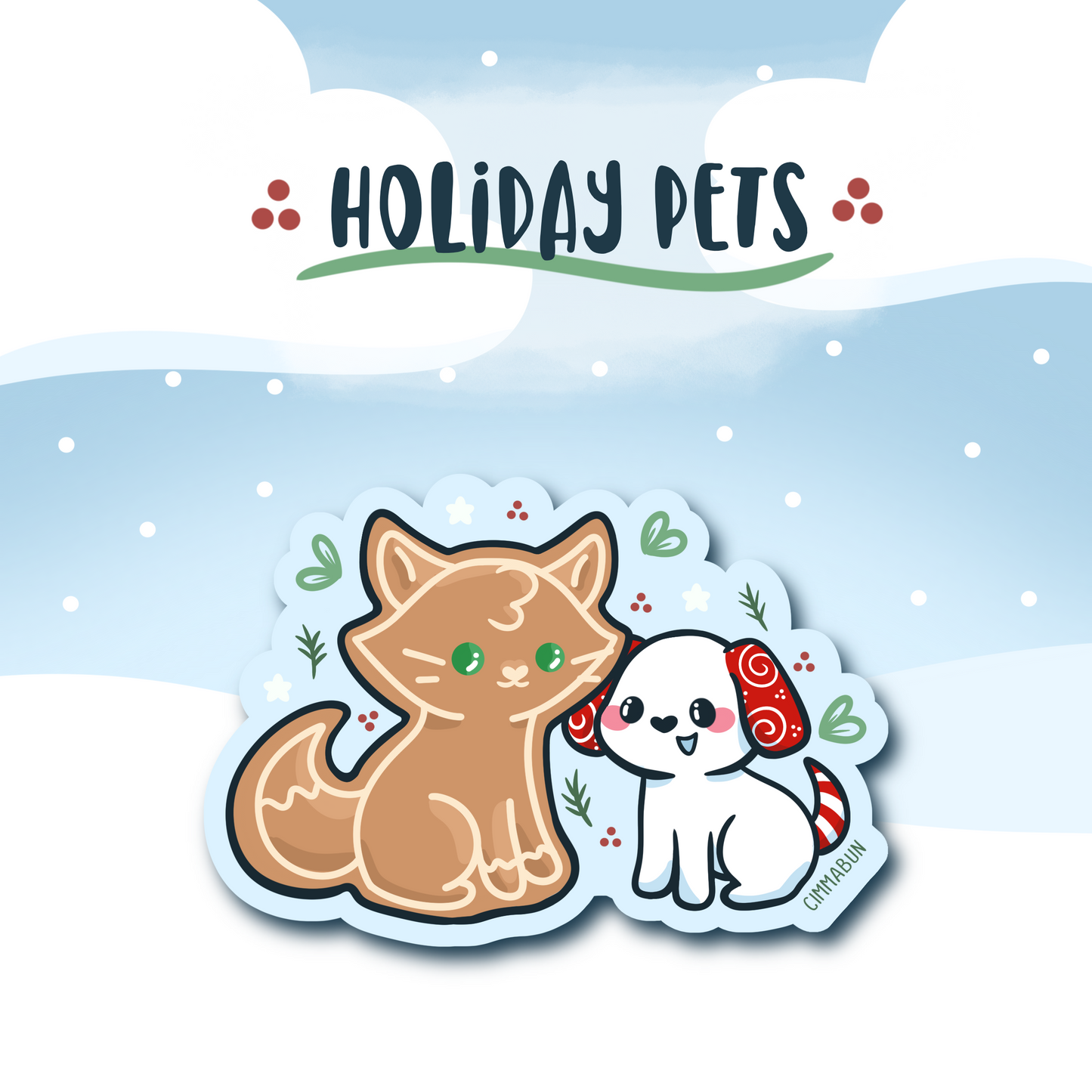 Holiday Pets 2.7” Cute Vinyl Sticker