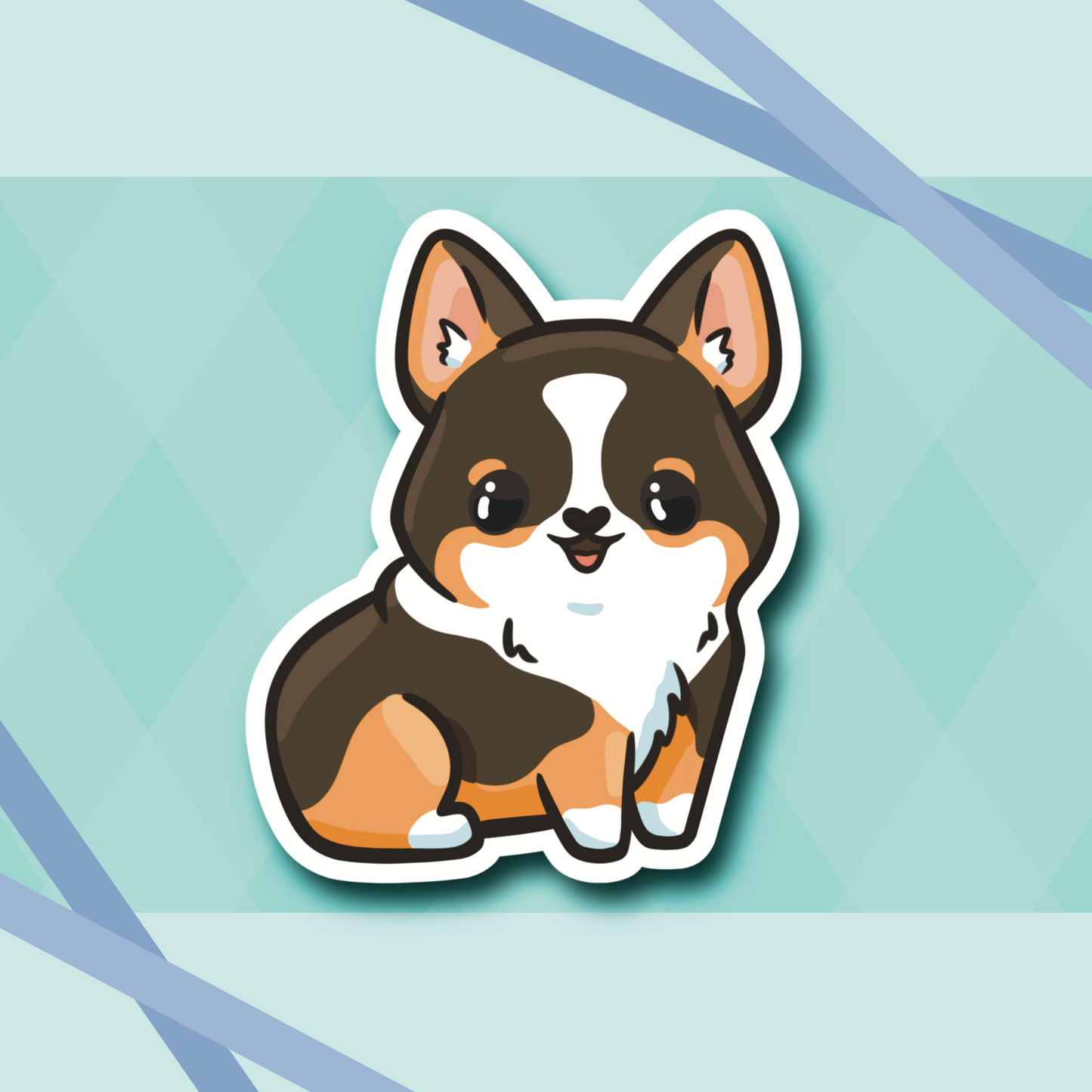 Corgi Dog Cute 2.7" Vinyl Sticker || Colors: White, Cream, Orange, Orange and Black, Tricolor