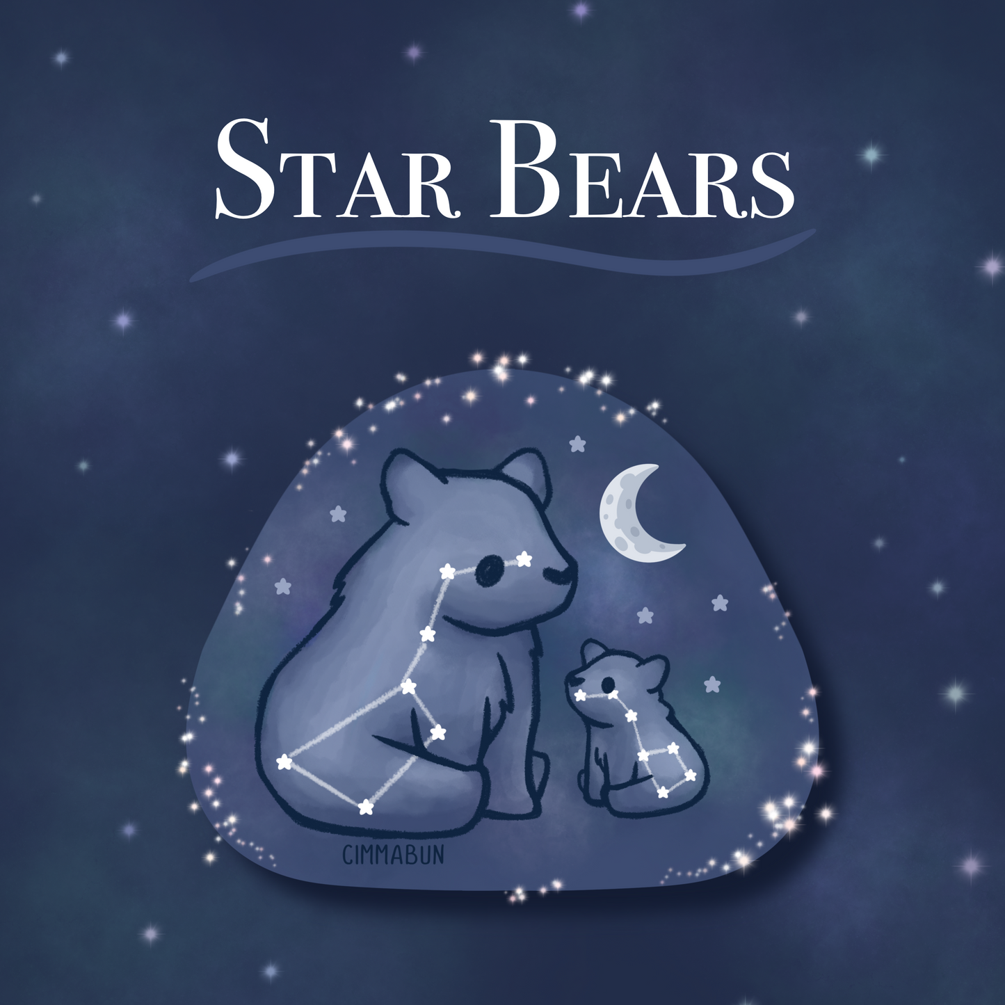 Star Bears 2.5β Cute Vinyl Sticker with Glitter Laminate