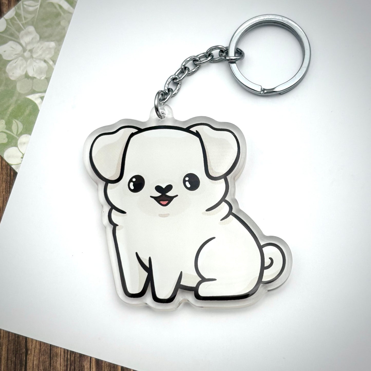 Pug Dog Cute Acrylic Keychain || Colors: White, Fawn, Apricot, Merle / Brindle, Black