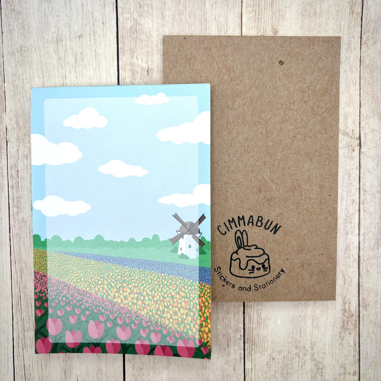 Tulip Field 4x6 Notepad / 3x3 Sticky Notes (Stationery)