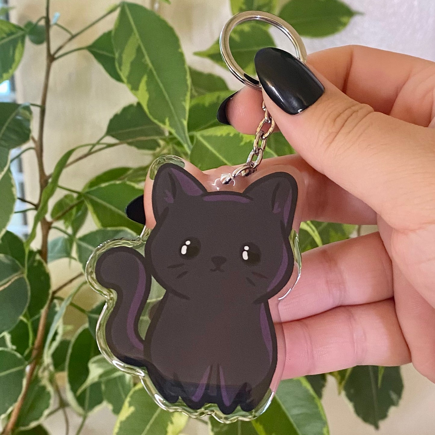 Black Cat Cute Acrylic Keychain