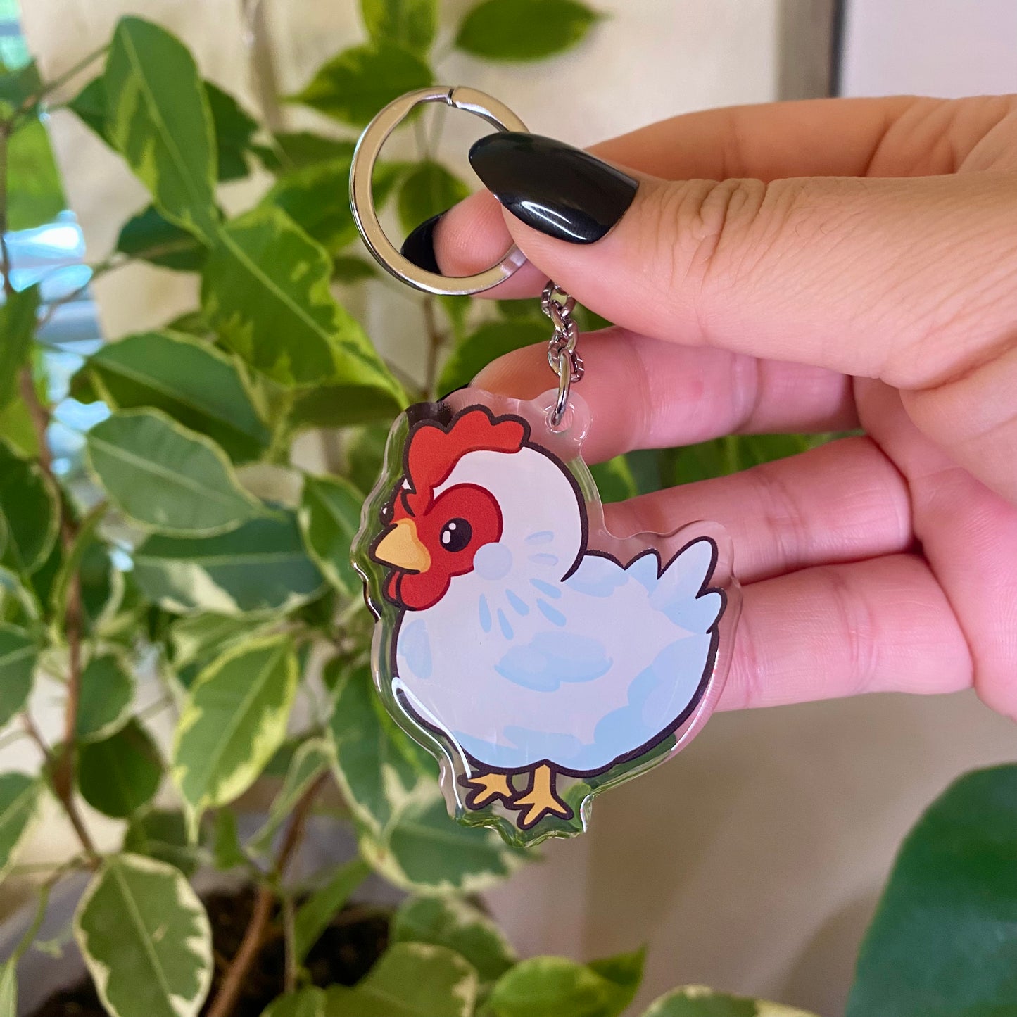 White Chicken Cute Acrylic Keychain