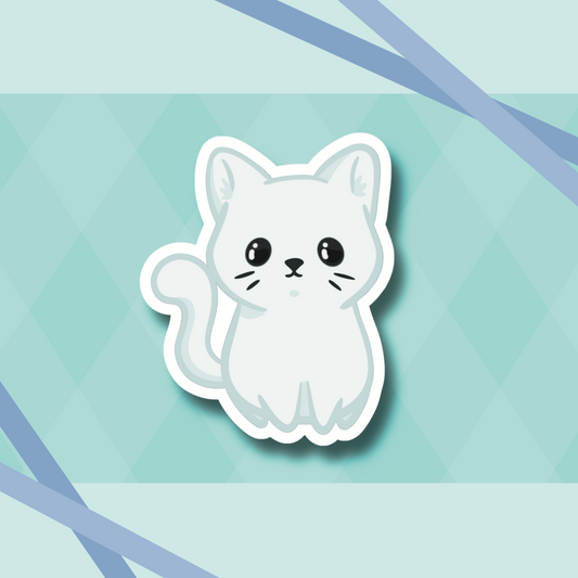 White Cat 2.7” Cute Vinyl Sticker