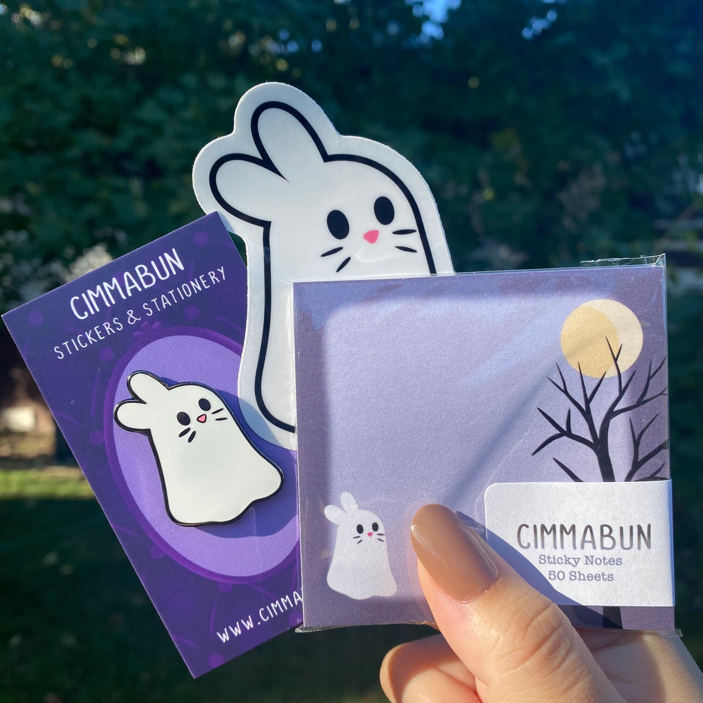 Ghost Bunny Bundle (Sticker, Enamel Pin, Sticky Notes)