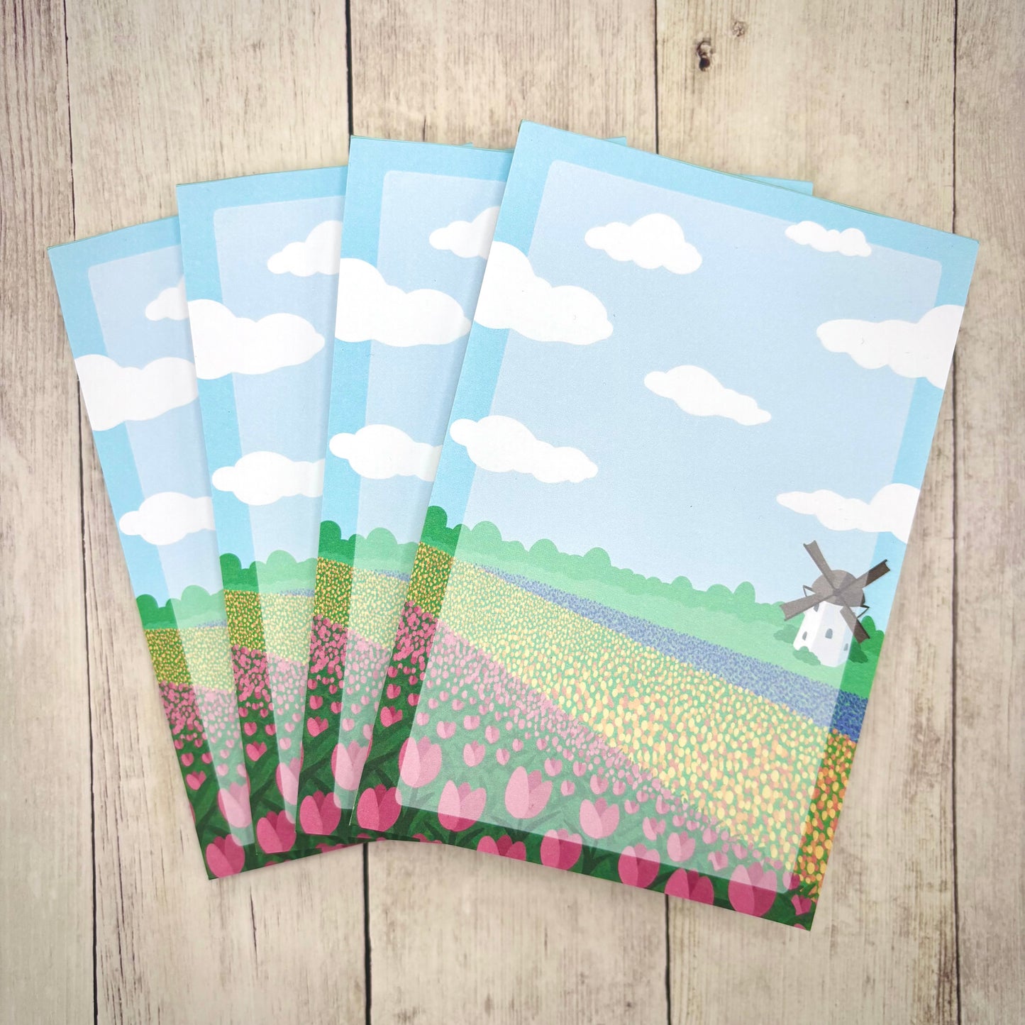 Tulip Field 4x6 Notepad / 3x3 Sticky Notes (Stationery)