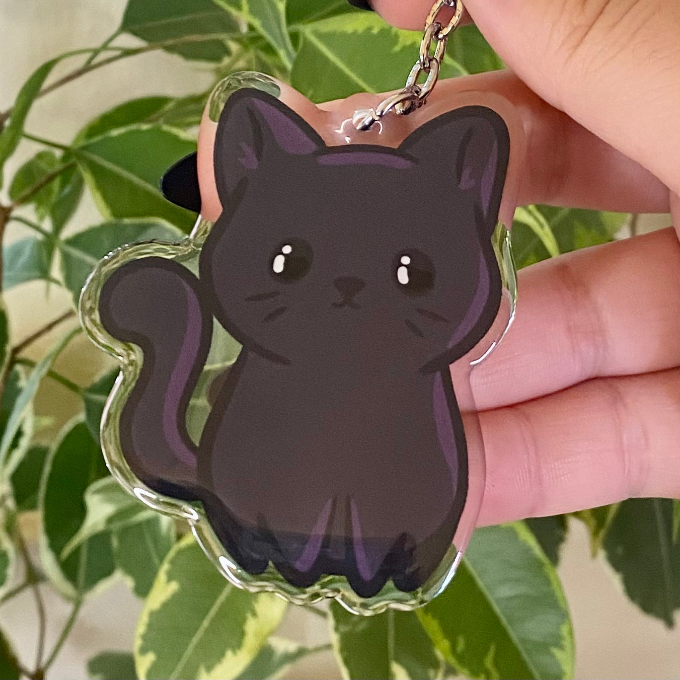 Black Cat Cute Acrylic Keychain