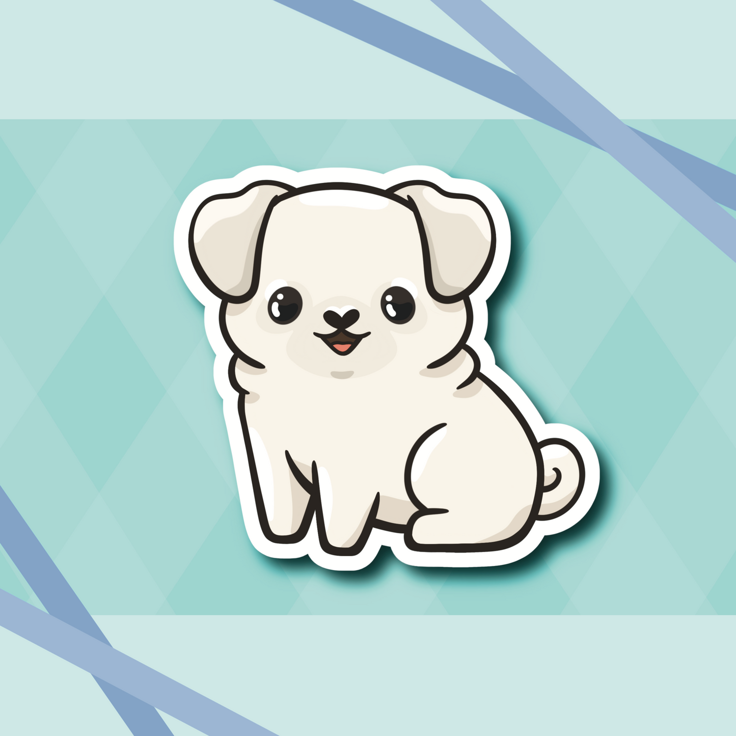 Pug Dog Cute 2.7" Vinyl Sticker || Colors: White, Fawn, Apricot, Brindle or Merle, Black