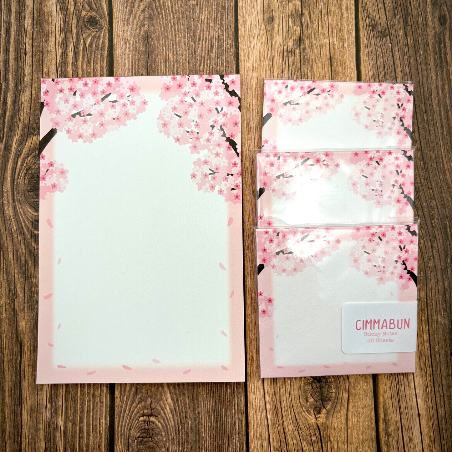 Sakura Cherry Blossom Trees 4x6 Notepad / 3x3 Sticky Notes (Stationery)