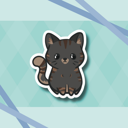 Gray Tabby Cat 2.7” Cute Vinyl Sticker