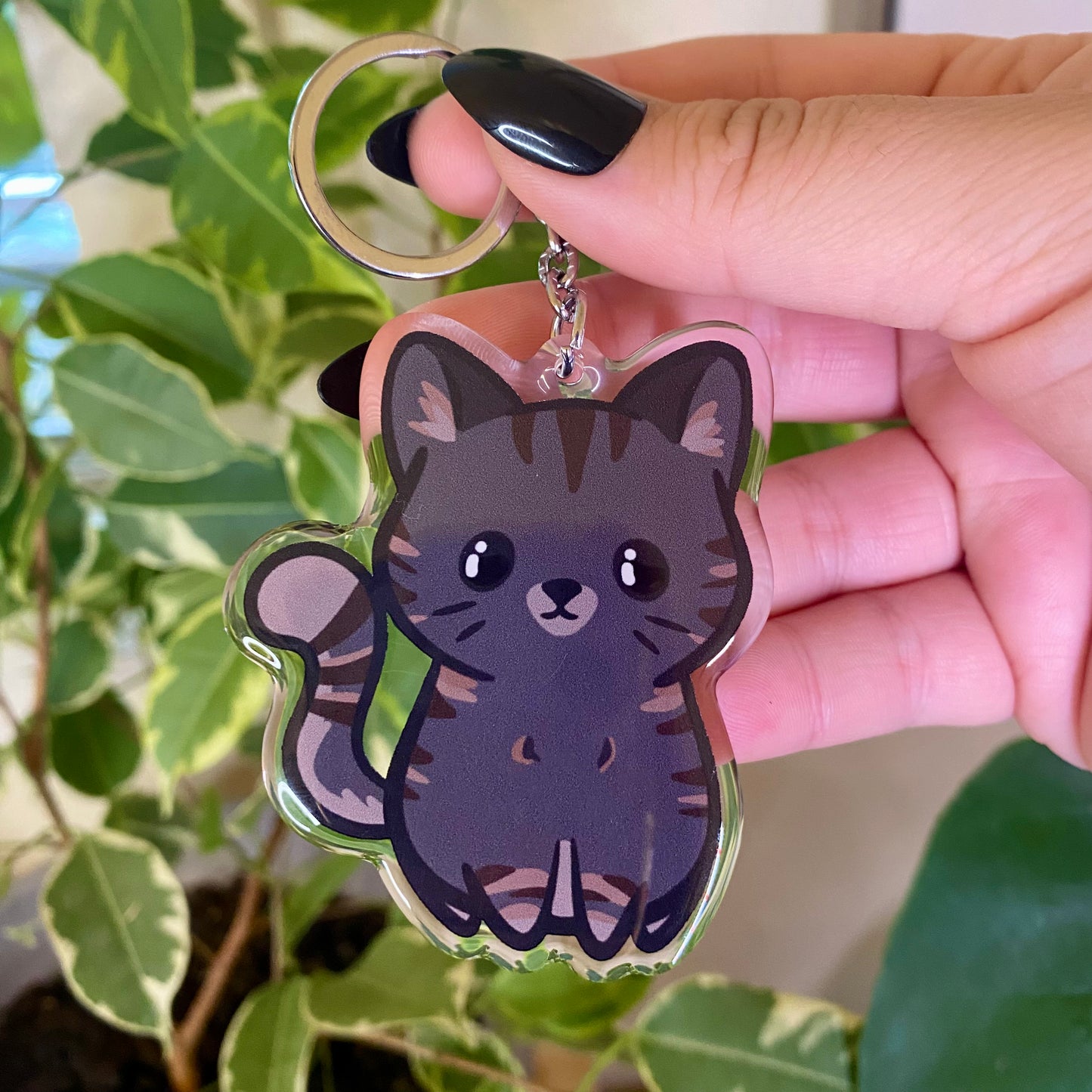 Gray Tabby Cat Cute Acrylic Keychain