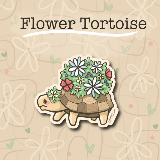 Flower Tortoise 2.5” Cute Vinyl Sticker
