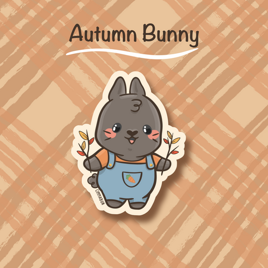 Autumn Leaf Bunny 2.5” Cute Vinyl Sticker