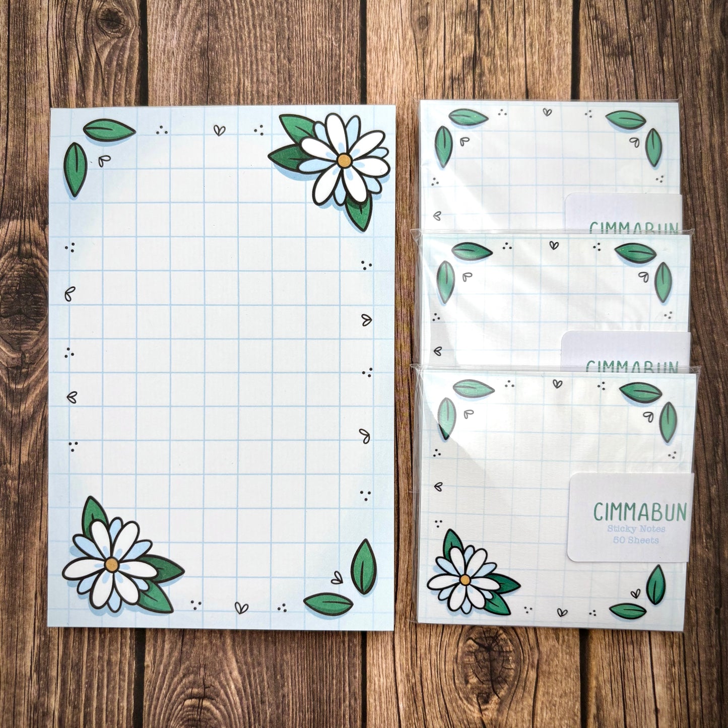 Daisy Grid 4x6 Notepad / 3x3 Sticky Notes (Stationery)