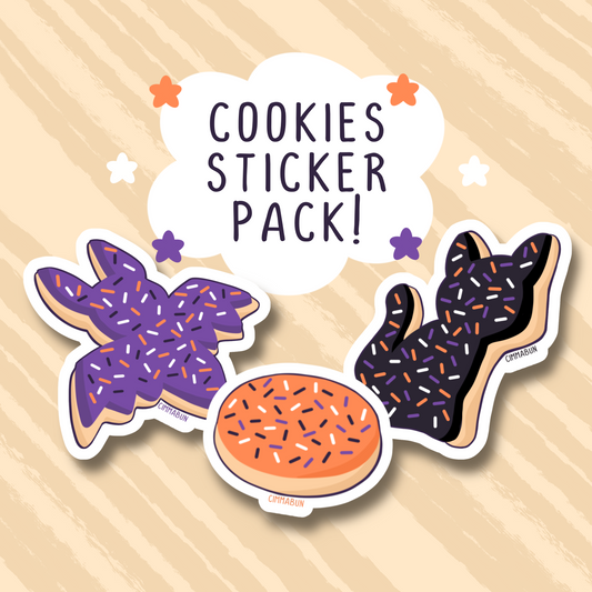 Halloween Sugar Cookies Cute Vinyl Sticker Pack (3 Stickers)