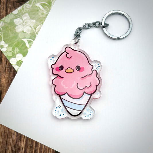 Cotton Candy Duck Cute Acrylic Keychain