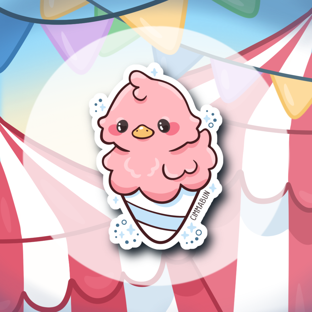 Cotton Candy Duck 2.7” Cute Vinyl Sticker