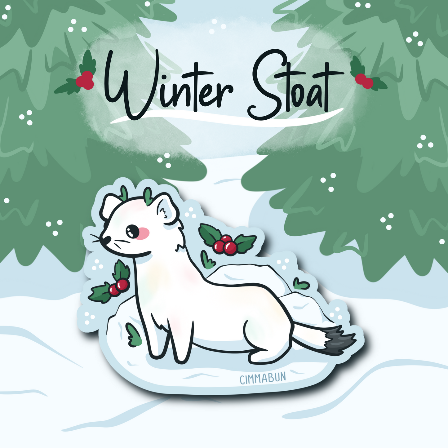 Winter Stoat 2.7” Cute Vinyl Sticker