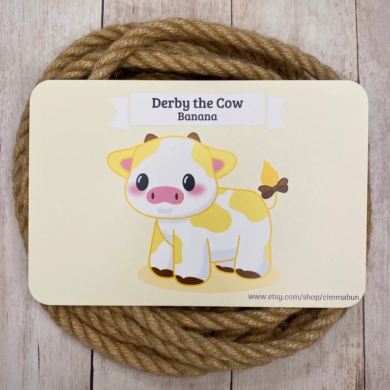 Banana Derby the Cow Cute 4x6 Art Print