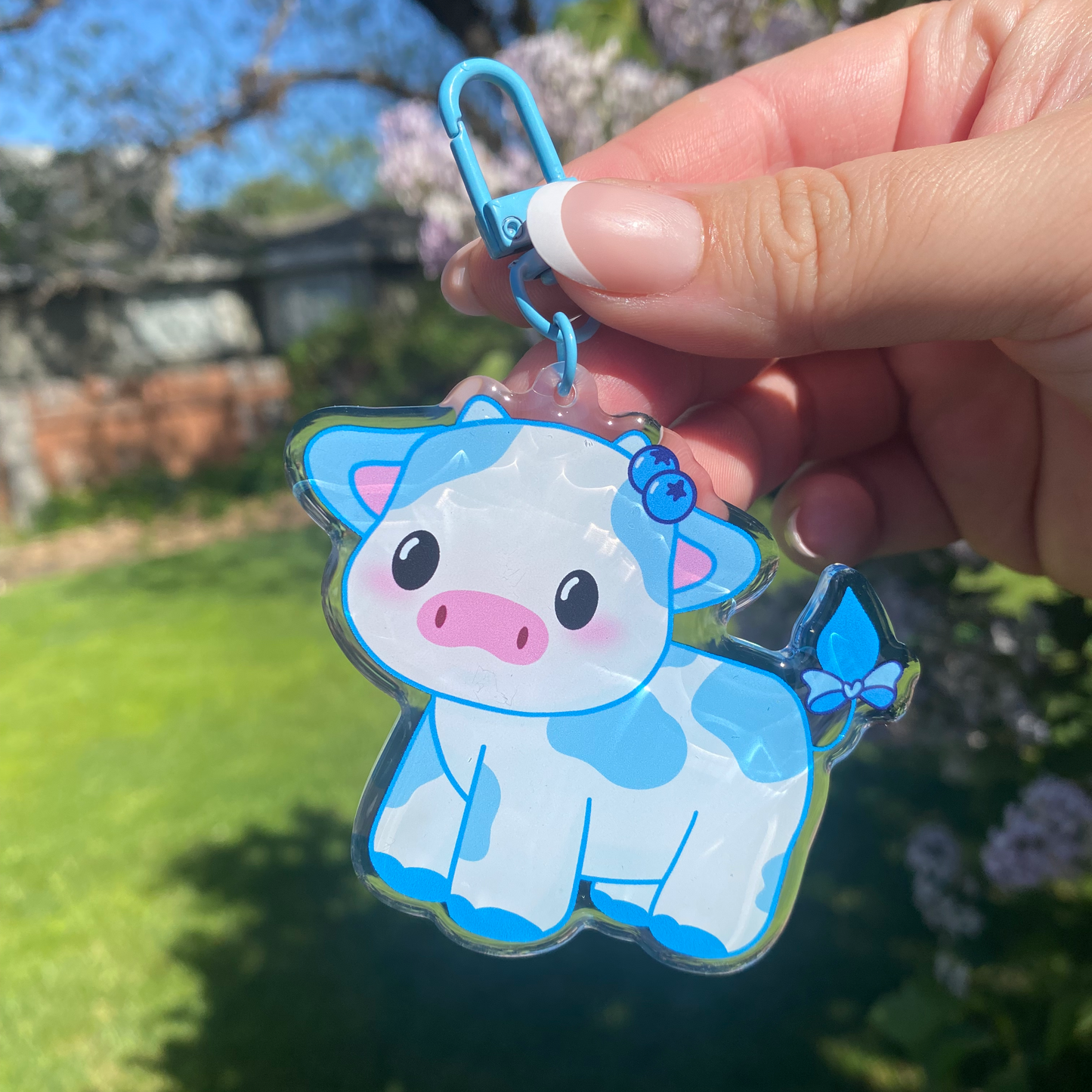 Blueberry Cow Cute Acrylic Keychain