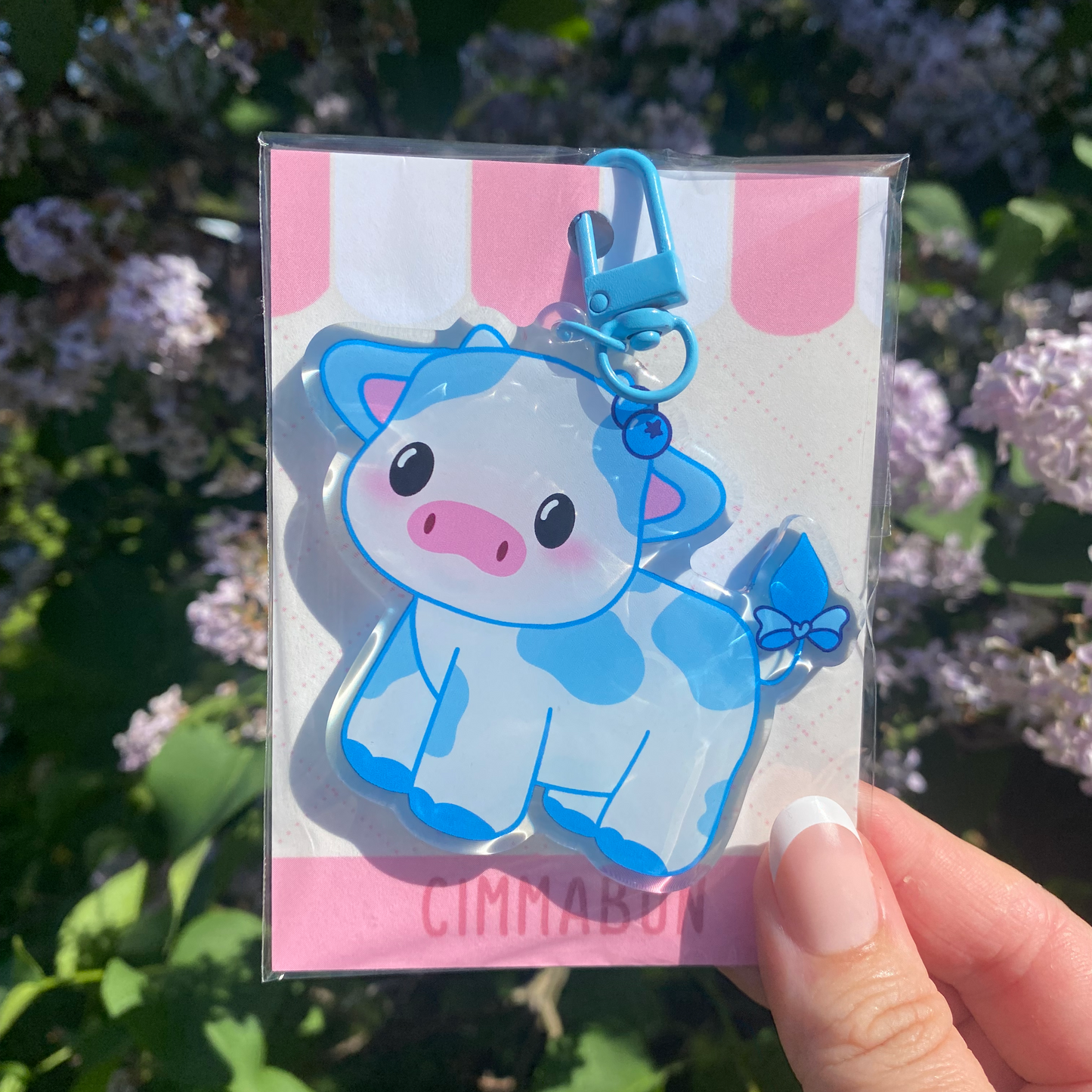 Blueberry Cow Cute Acrylic Keychain