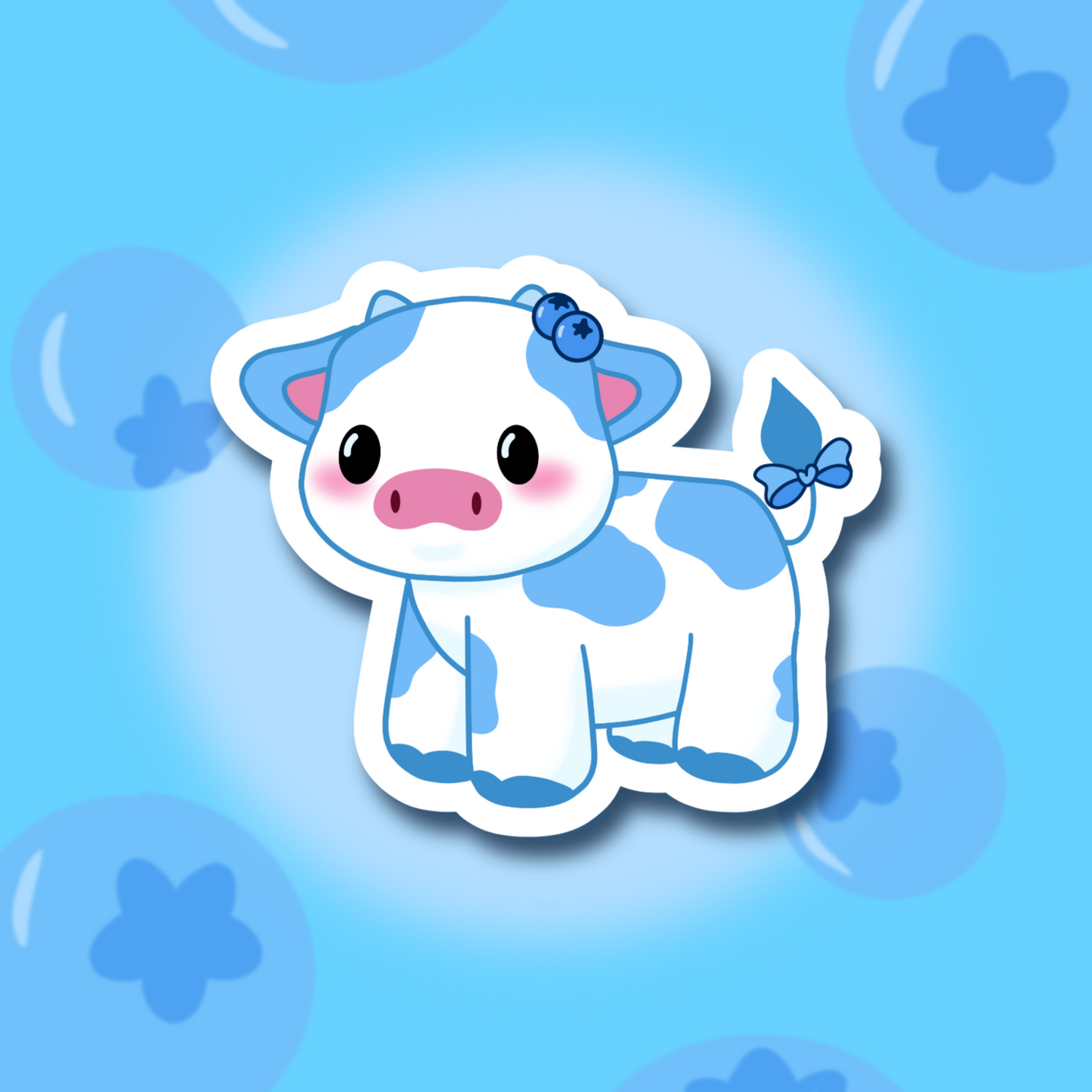 Blueberry Cow Cute 3" Vinyl Sticker