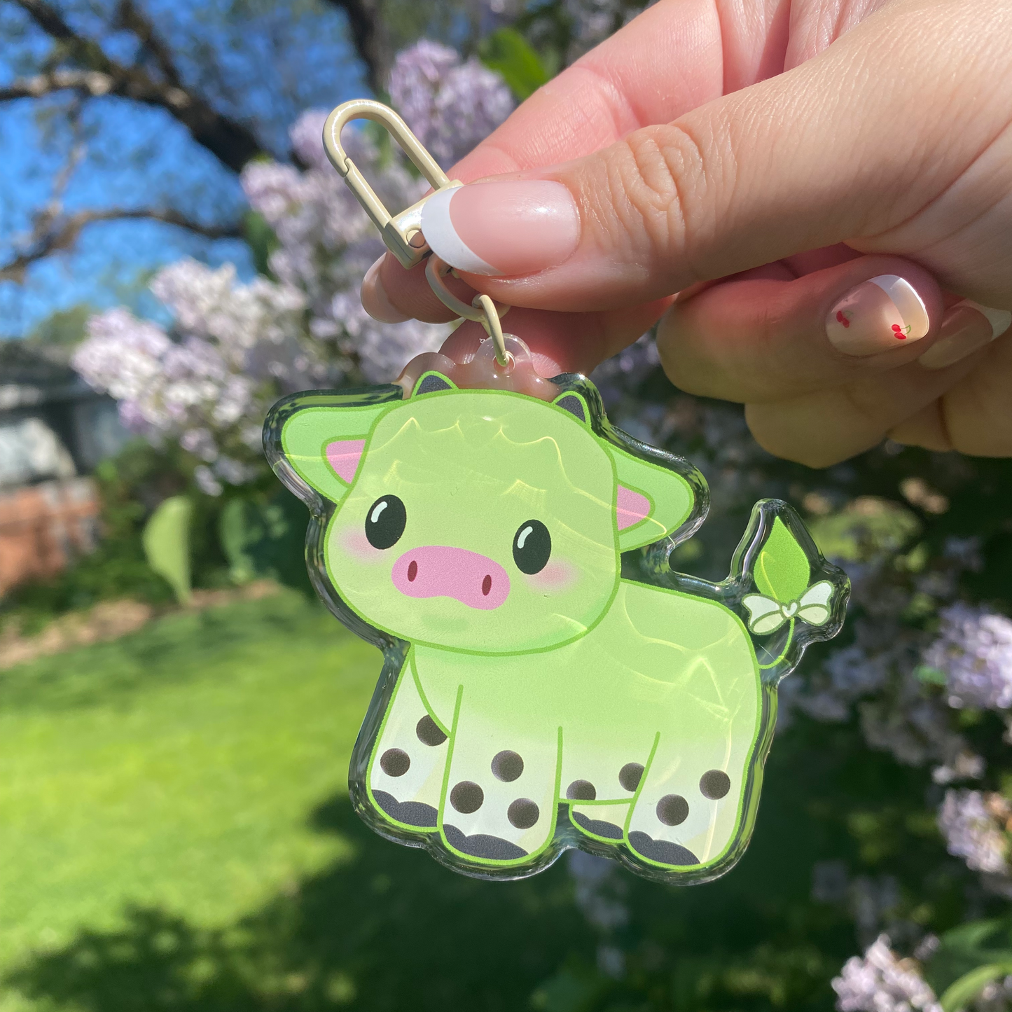 Matcha Boba Cow Cute Acrylic Keychain