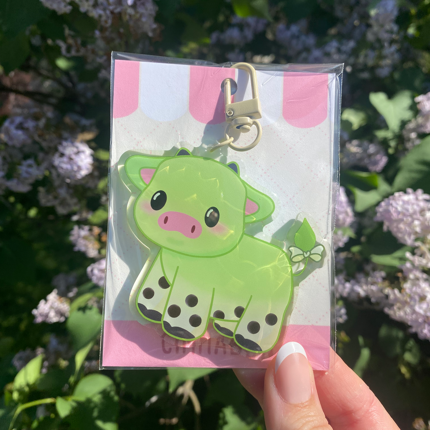 Matcha Boba Cow Cute Acrylic Keychain