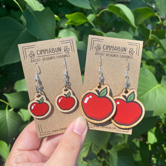 Apple Earrings (Synthetic Wood, Lightweight, Sensitive Skin Friendly)