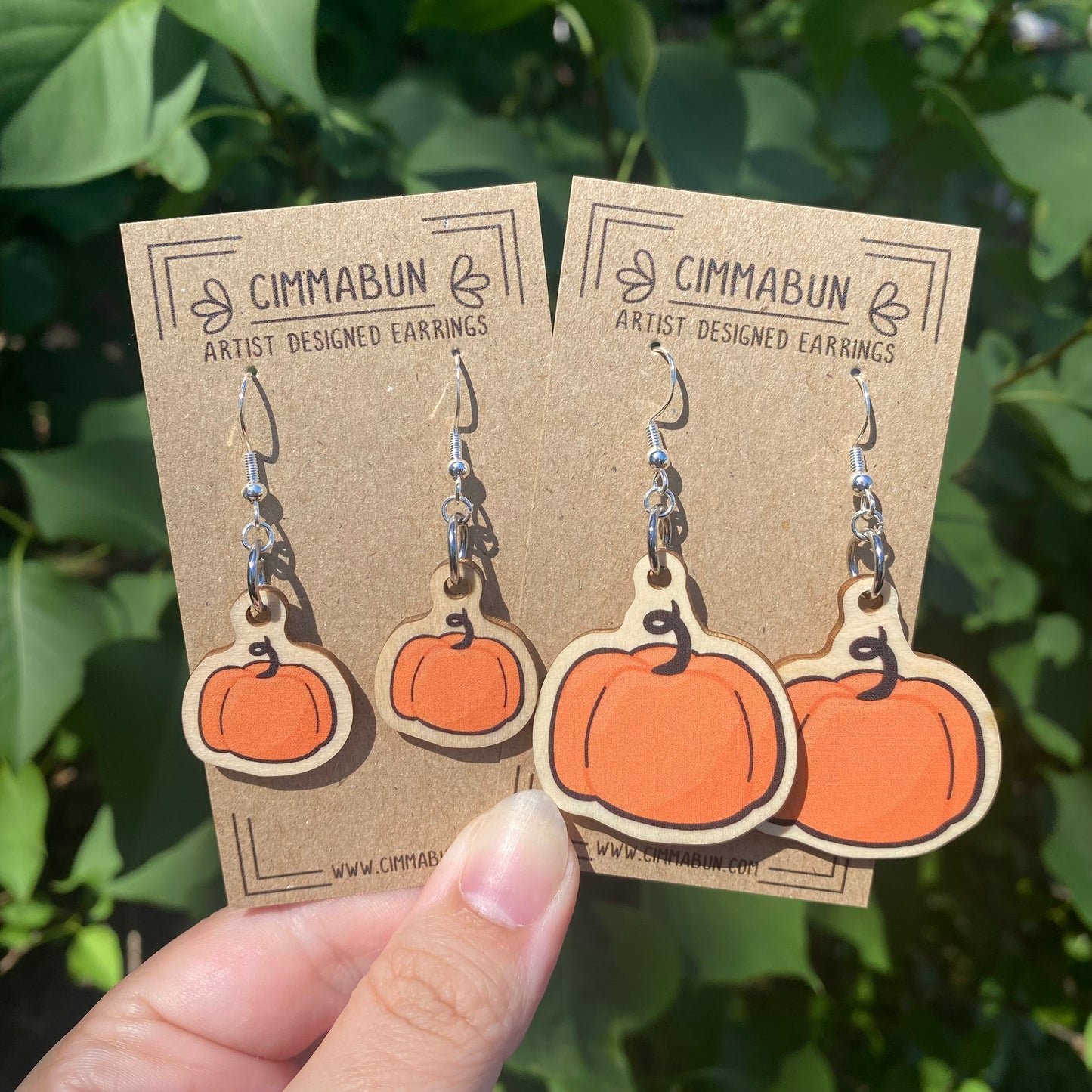 Pumpkin Earrings (Synthetic Wood, Lightweight, Sensitive Skin Friendly)