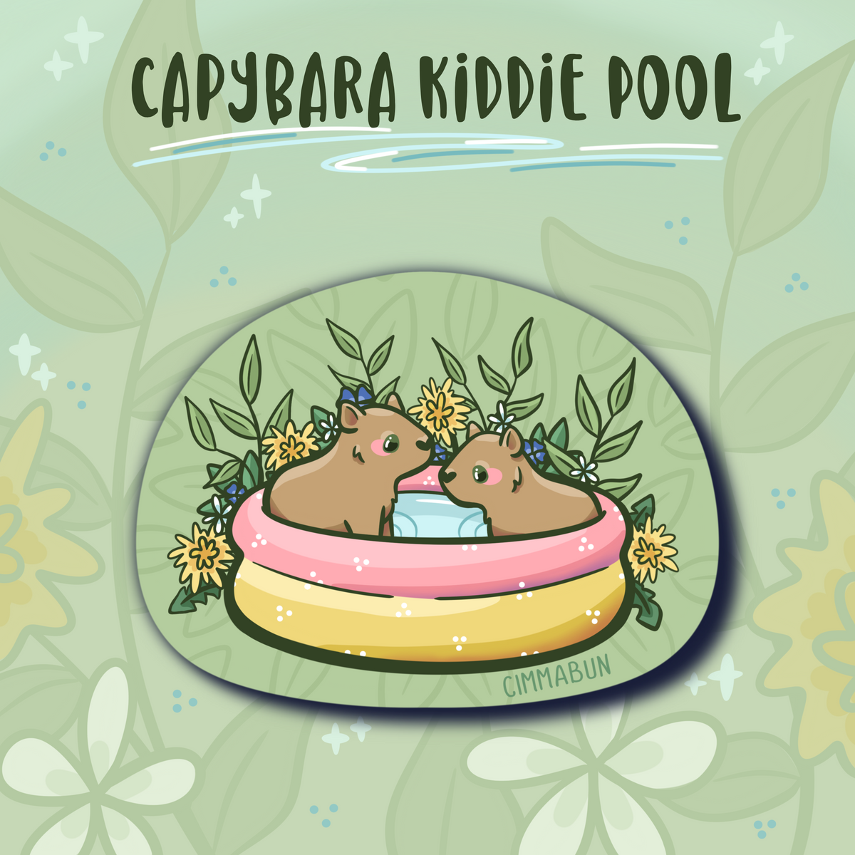 Capybara Kiddie Pool 2.6” Cute Vinyl Sticker