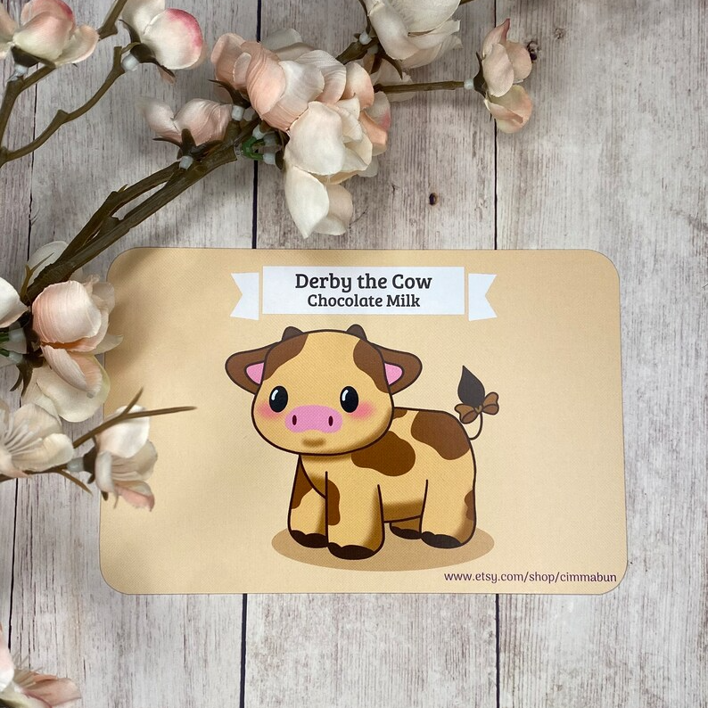 Chocolate Milk Derby the Cow Cute 4x6 Art Print