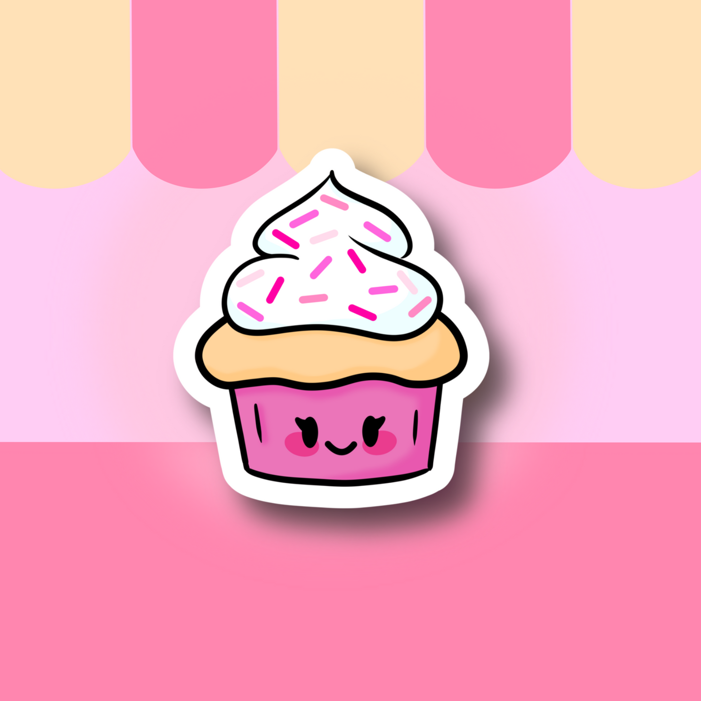 Clem the Pink Cupcake Cute 3" Vinyl Sticker