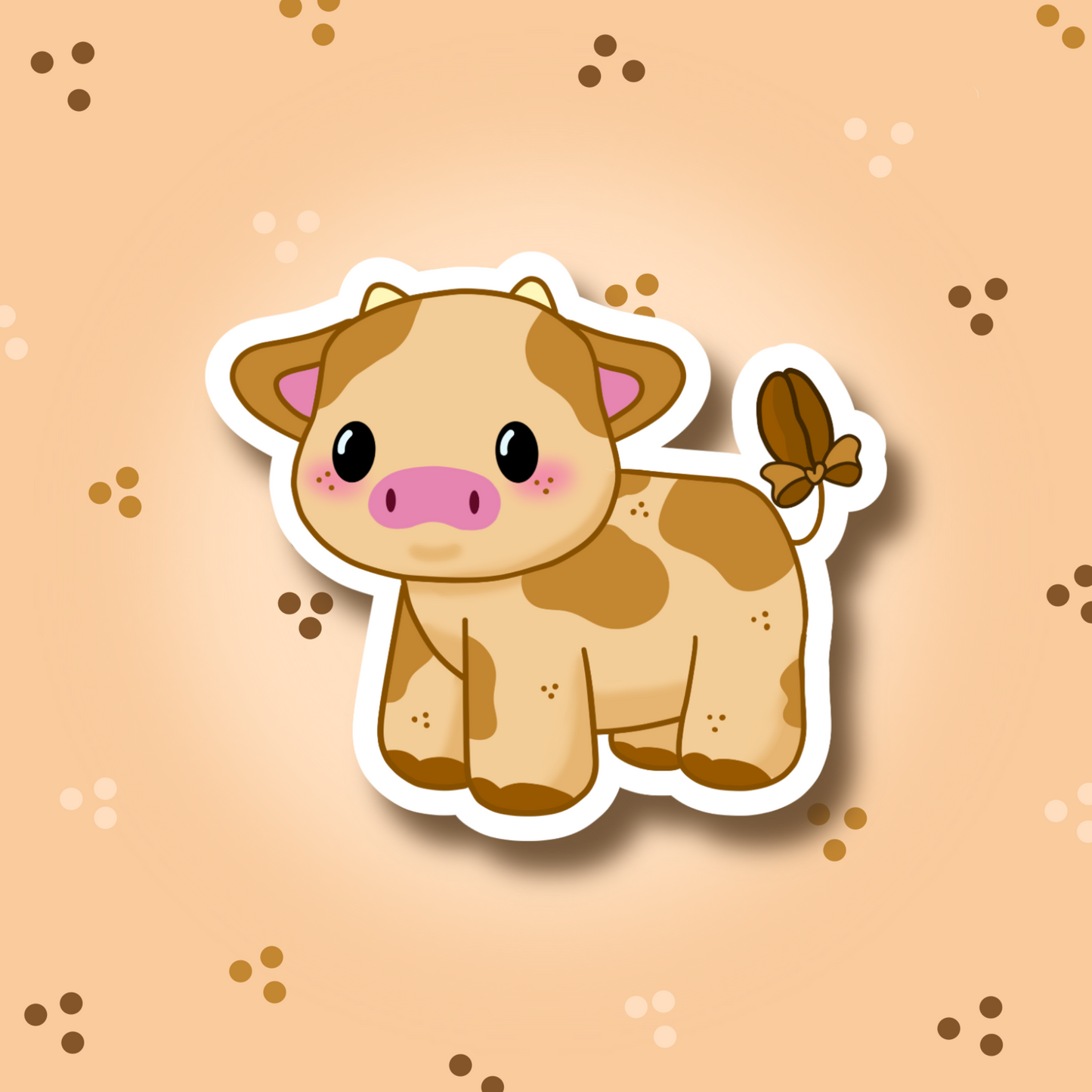 Coffee Derby the Cow Cute 3" Vinyl Sticker