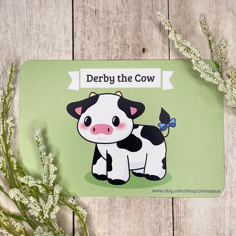 Derby the Cow Cute 4x6 Art Print