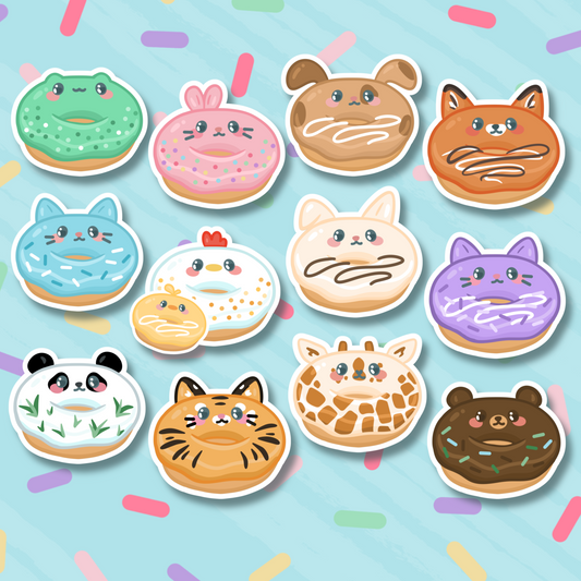 Donut Animals Cute Vinyl Sticker Pack