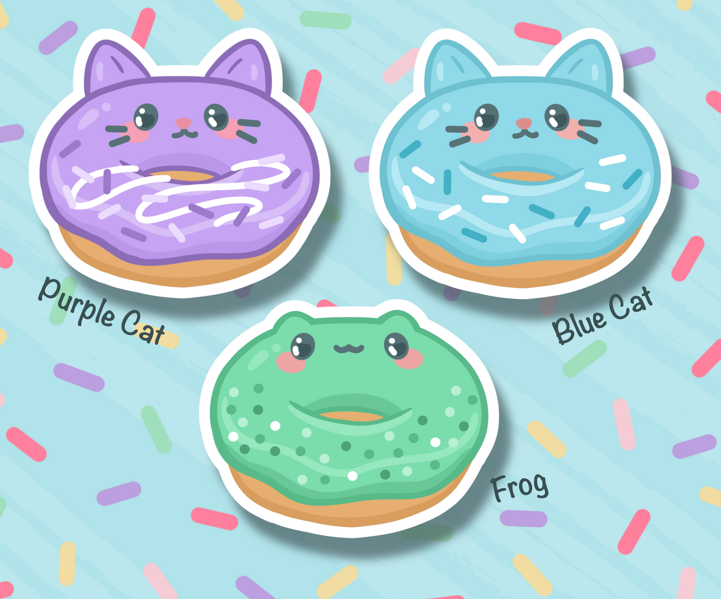 Donut Animals Cute Vinyl Sticker Pack