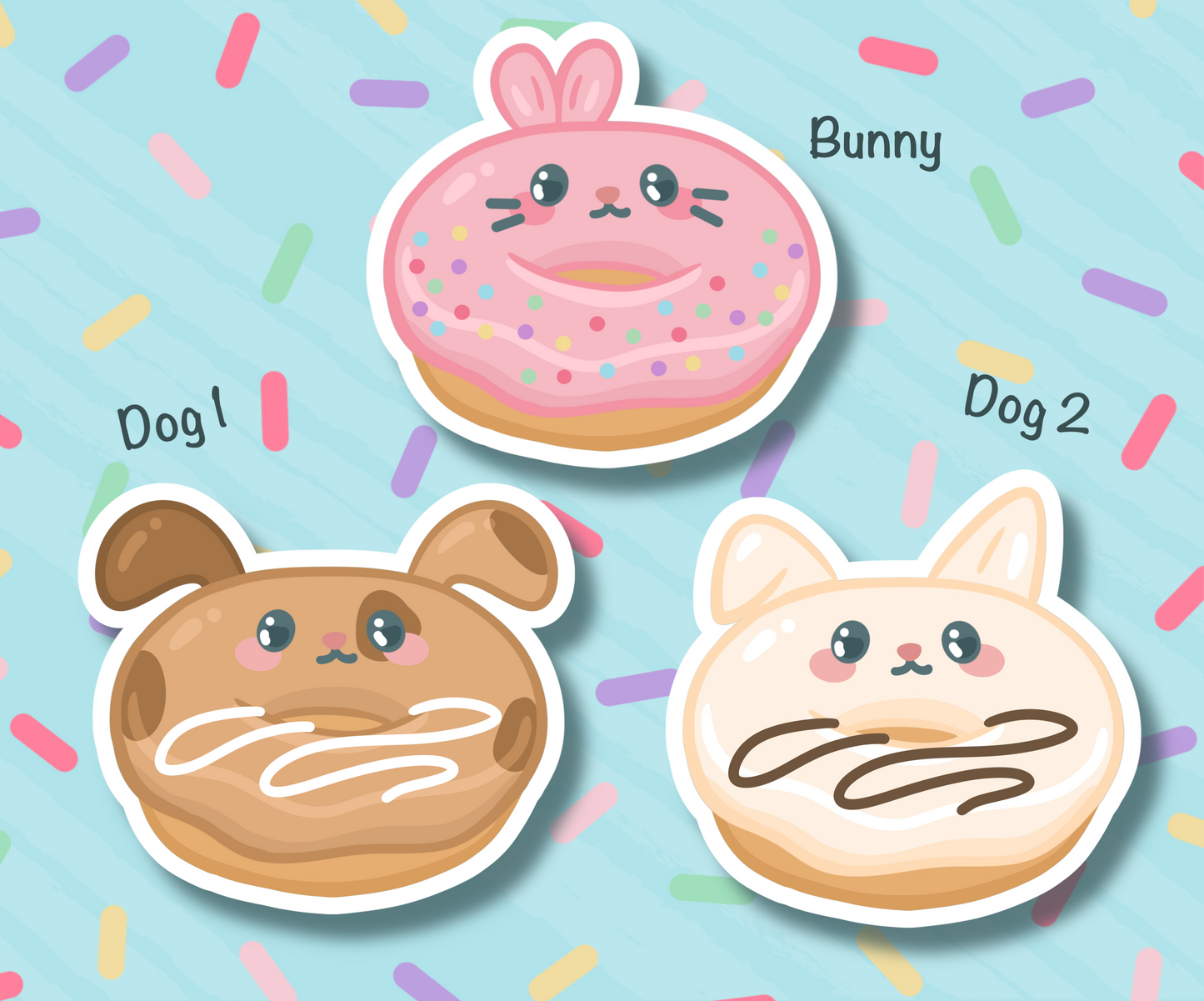 Donut Animals Cute Vinyl Sticker Pack