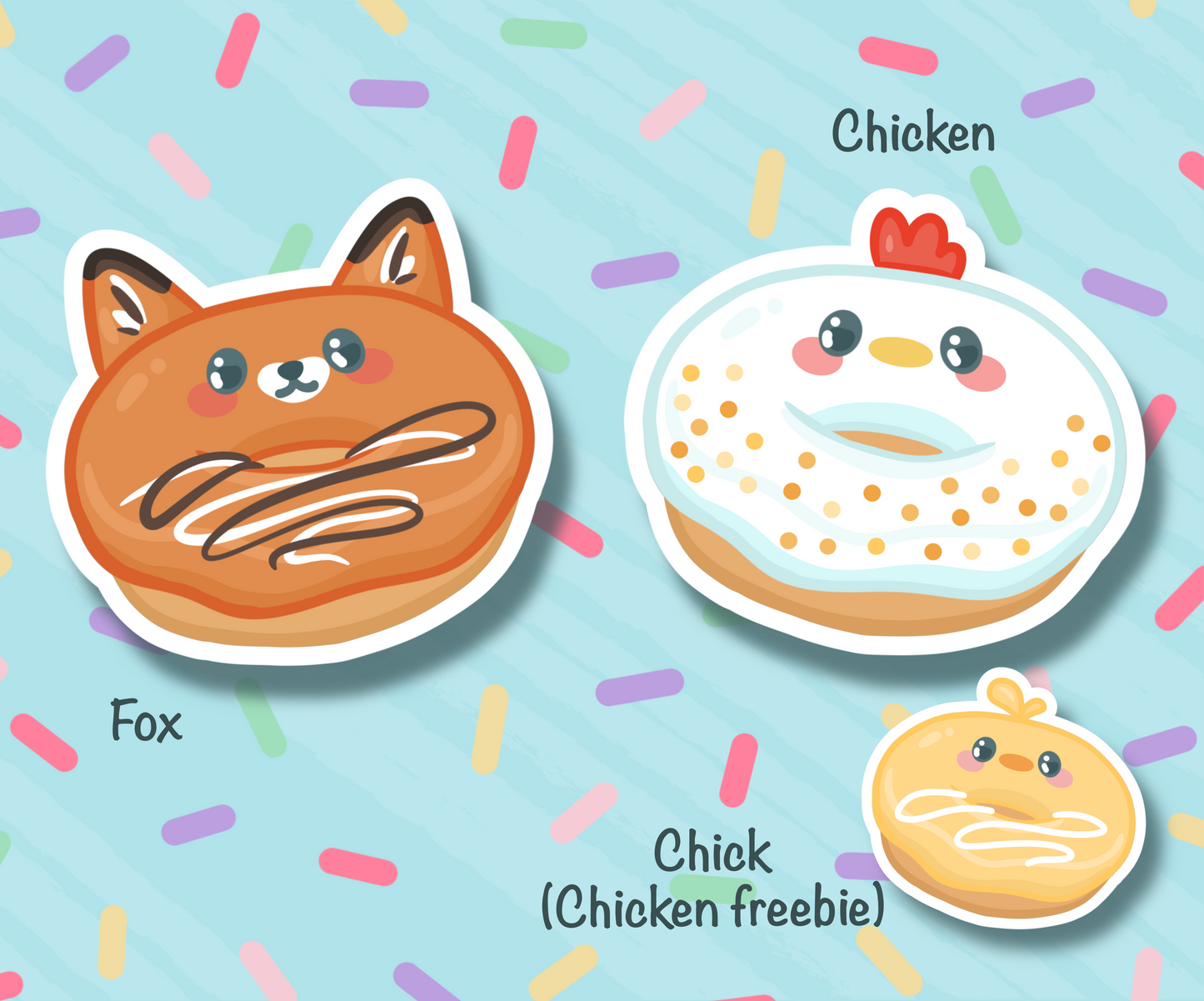 Donut Animals Cute Vinyl Sticker Pack