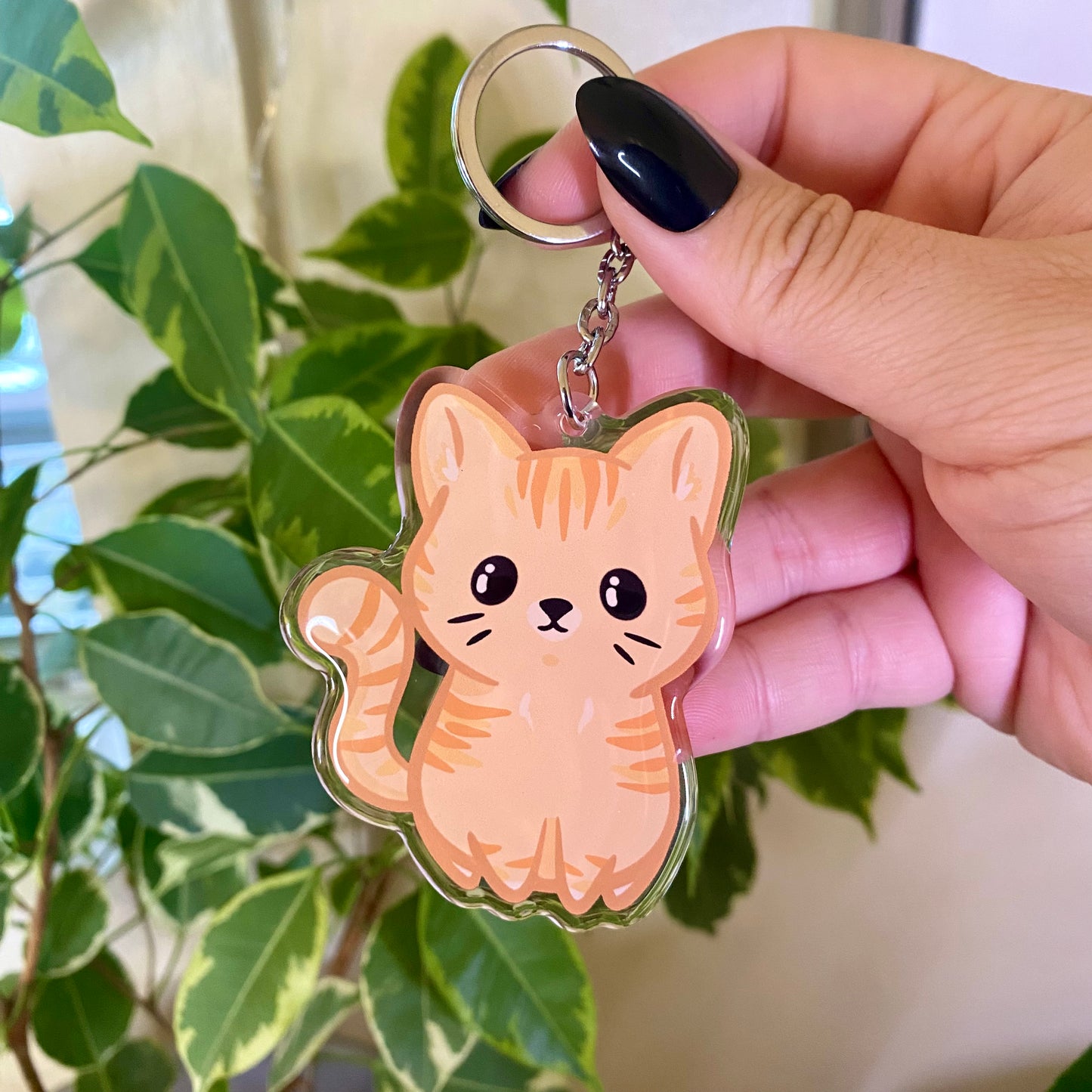 Orange Tabby Cat Cute Acrylic Keychain