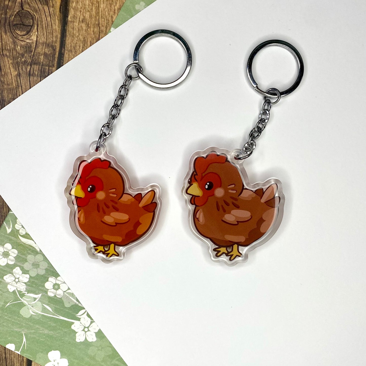 Brown Chicken Cute Acrylic Keychain