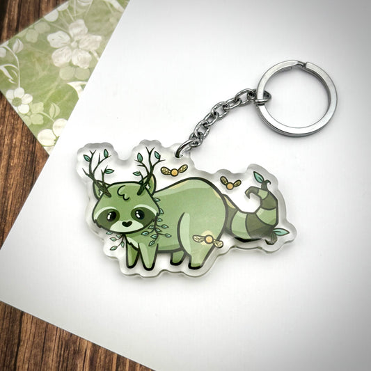 Foliage Raccoon Cute Acrylic Keychain