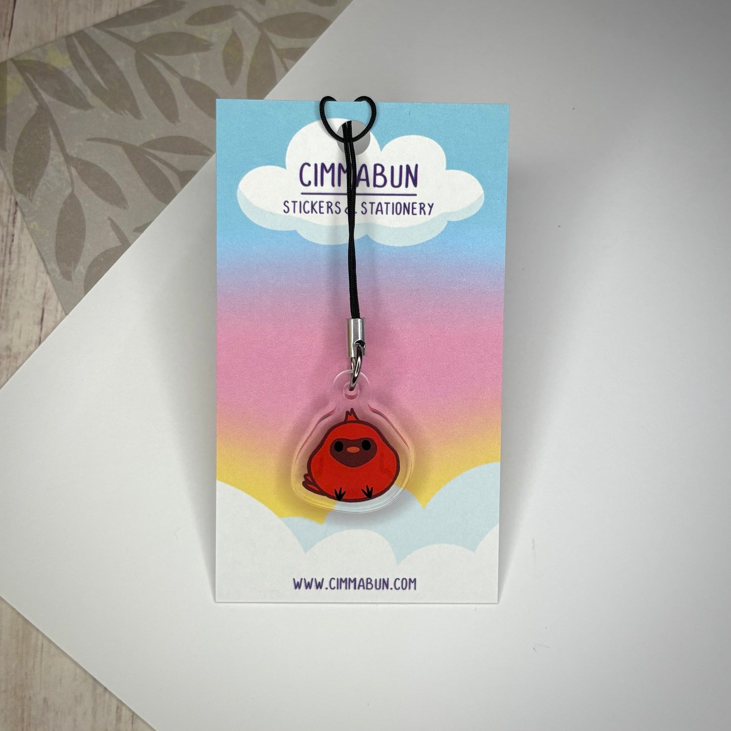 Red Winter Cardinal Cute Mini Acrylic Charm