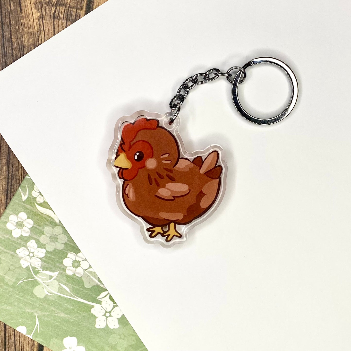 Brown Chicken Cute Acrylic Keychain